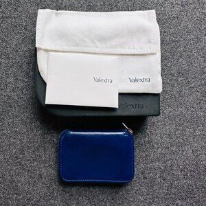 Valextra blue Card HOlder Zip Around Preloved.